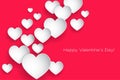 Happy Valentine`s Day! Beautiful Heart! Abstract paper art 3D Hearts on pink background. Valentines Day card Royalty Free Stock Photo